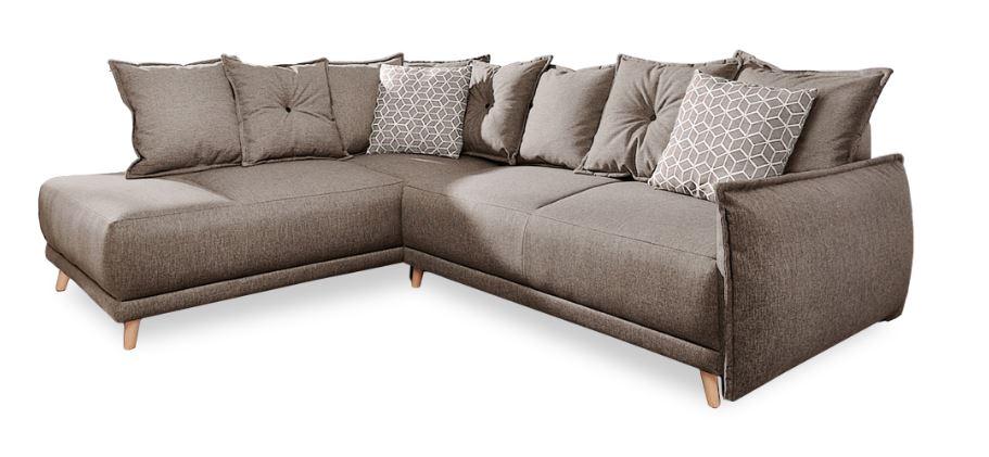 Eckschlafsofa in Hellbraun ´LAZY LUKKA DUNKELGRAU´ - Hellbraun/Braun, Basics, Holz/Textil (190/235cm) - MID.YOU