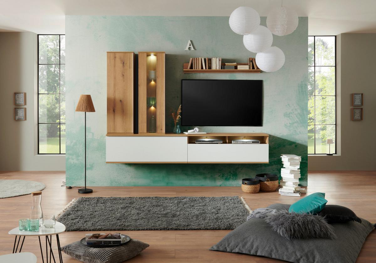 Tv-element Power, Barva Hrasta, Bela - Moderno, umetna masa/leseni material (127,5/46/40cm) - Mömax