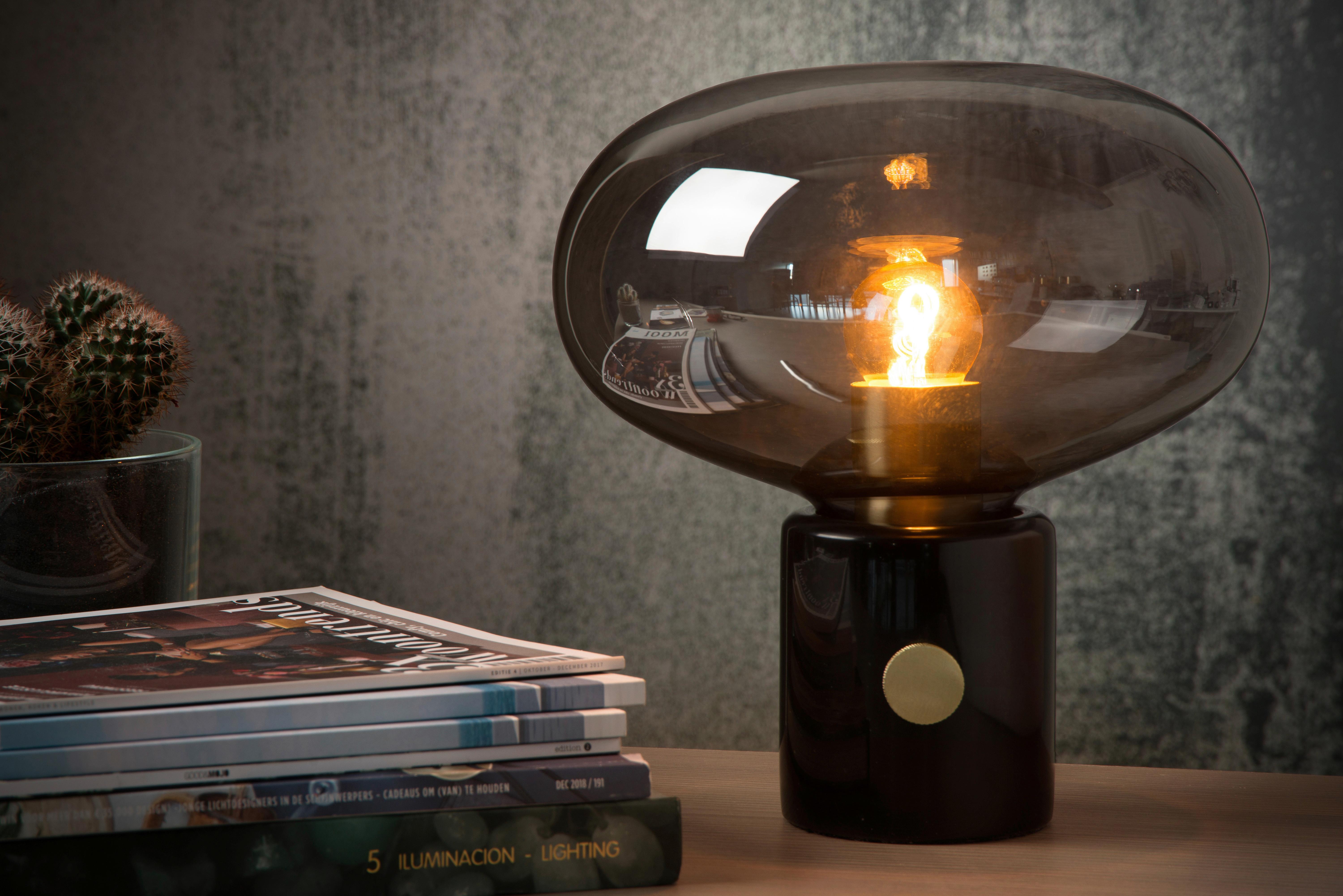 LAMPA STOŁOWA 03520/01/65 CHARLIZE - czarny/szary, Design, kamień/szkło (23/24cm) - Lucide