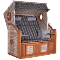 Strandkorb ca. 140x160x80 cm Braun/Grau - Braun/Grau, Basics, Holz/Kunststoff (140/160/80cm) - Gardenson