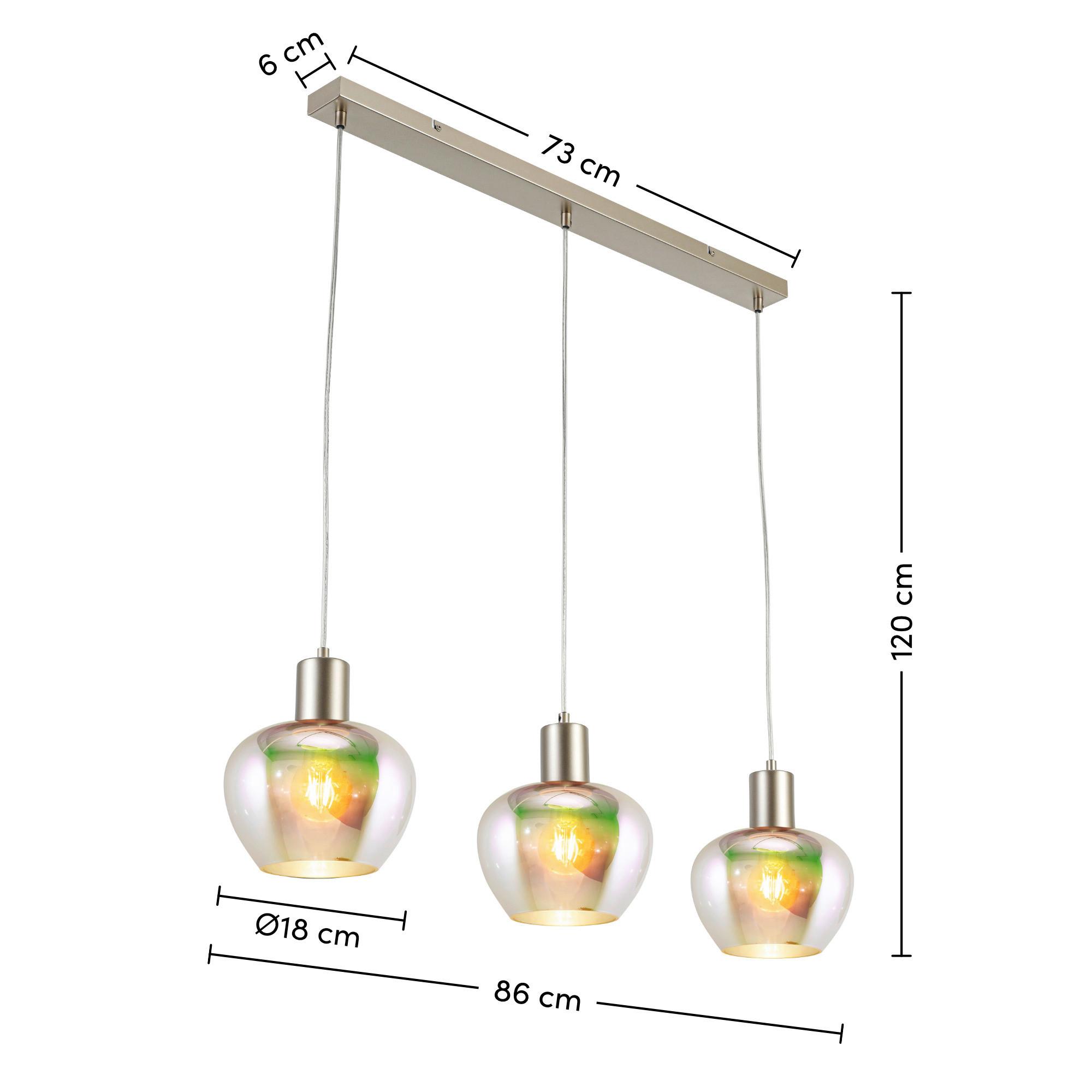 HÄNGLAMPA RENI - champagne/multicolor, Modern, metall/glas (86/18/120cm)