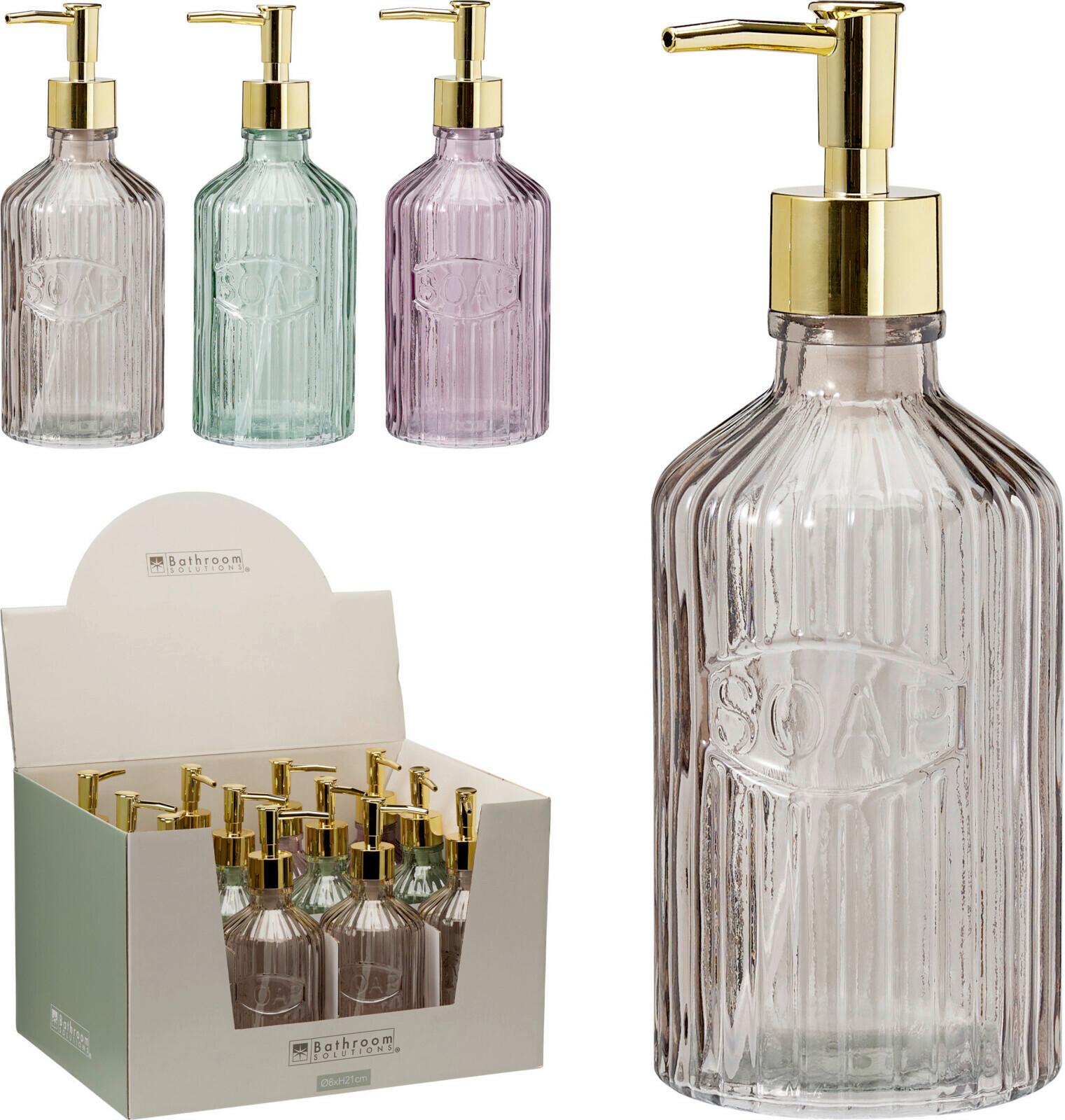 Szappanadagoló Elegance - áttetsző/ibolya, Üveg (8/21cm)