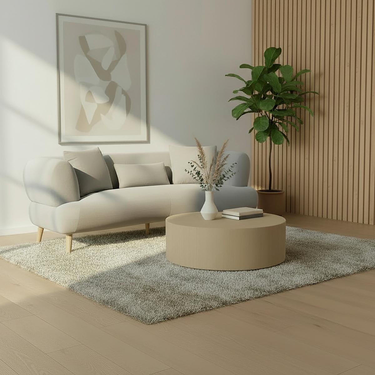 Sofa Elisabeth Grau Bouclé - Naturfarben/Grau, MODERN, Holz/Textil (216/79/94cm) - Bessagi Home