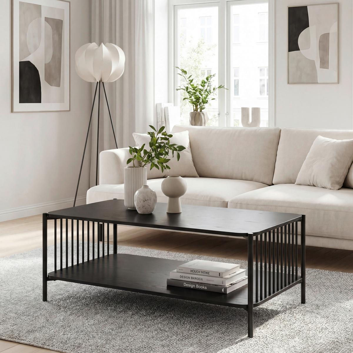 Couchtisch Wl7.637 - Schwarz, Design, Holzwerkstoff/Metall (110/60/42cm) - Livetastic