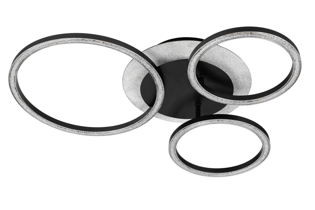 LED-Deckenleuchte Ringo Schwarz max. 39,6 Watt - Schwarz, MODERN, Kunststoff/Metall (51,5/45.5/11,5cm)