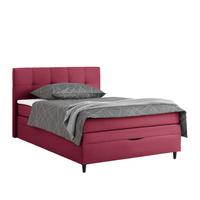 Boxspringbett Miami in Weinrot ca. 140x200cm - Schwarz Hochglanz/Weinrot, KONVENTIONELL, Holz/Holzwerkstoff (140/200cm) - Mömax