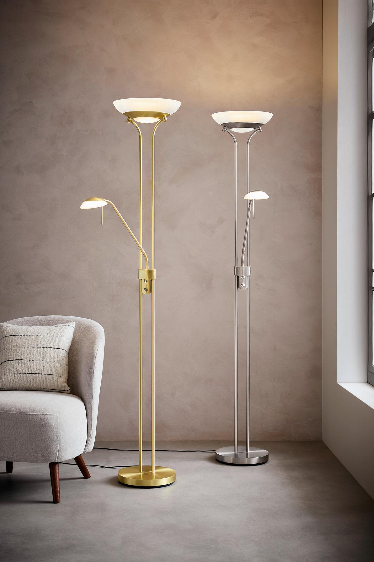 LAMPA STOJĄCA LED 40075 POOL - biały/kolor niklowy, Design, metal/szkło (32/182cm) - Fischer & Honsel