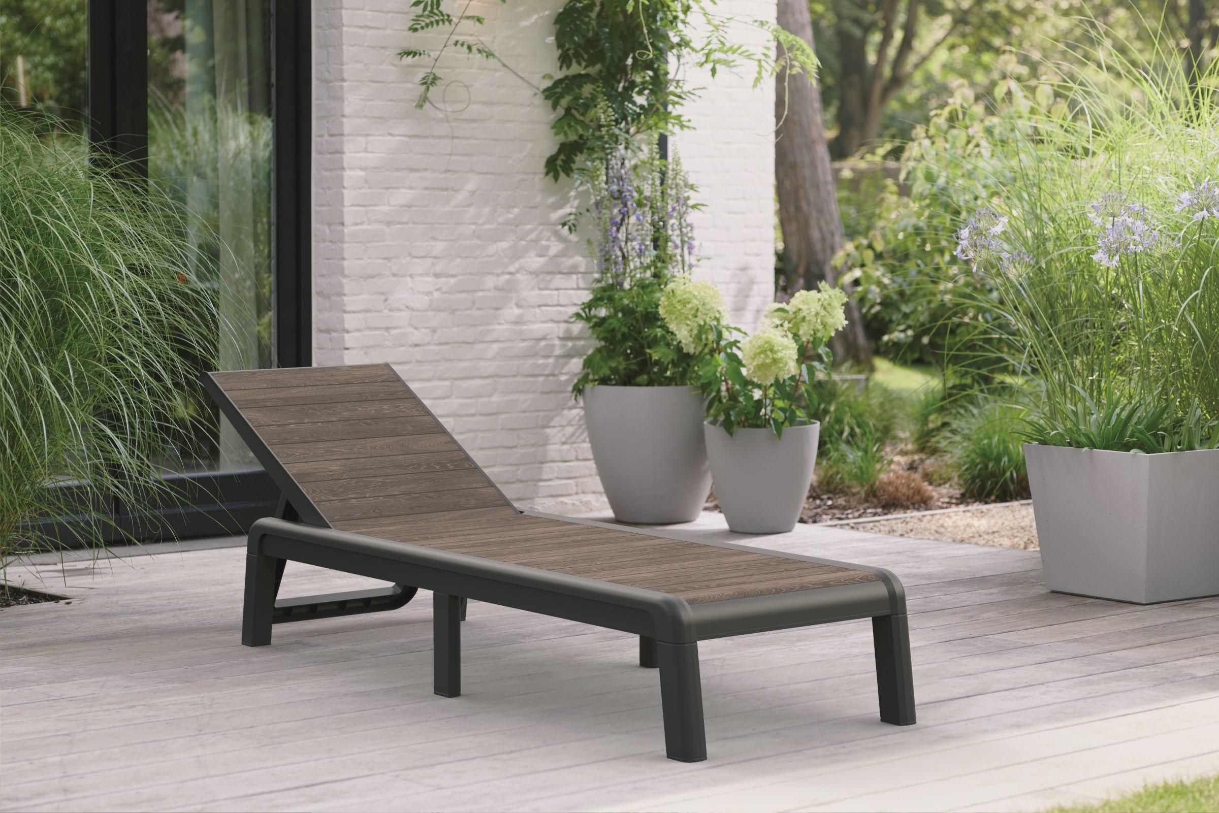 Napozóágy Porto - grafitszürke/diószínű, Basics, műanyag (191,5/58/34,5cm) - Keter