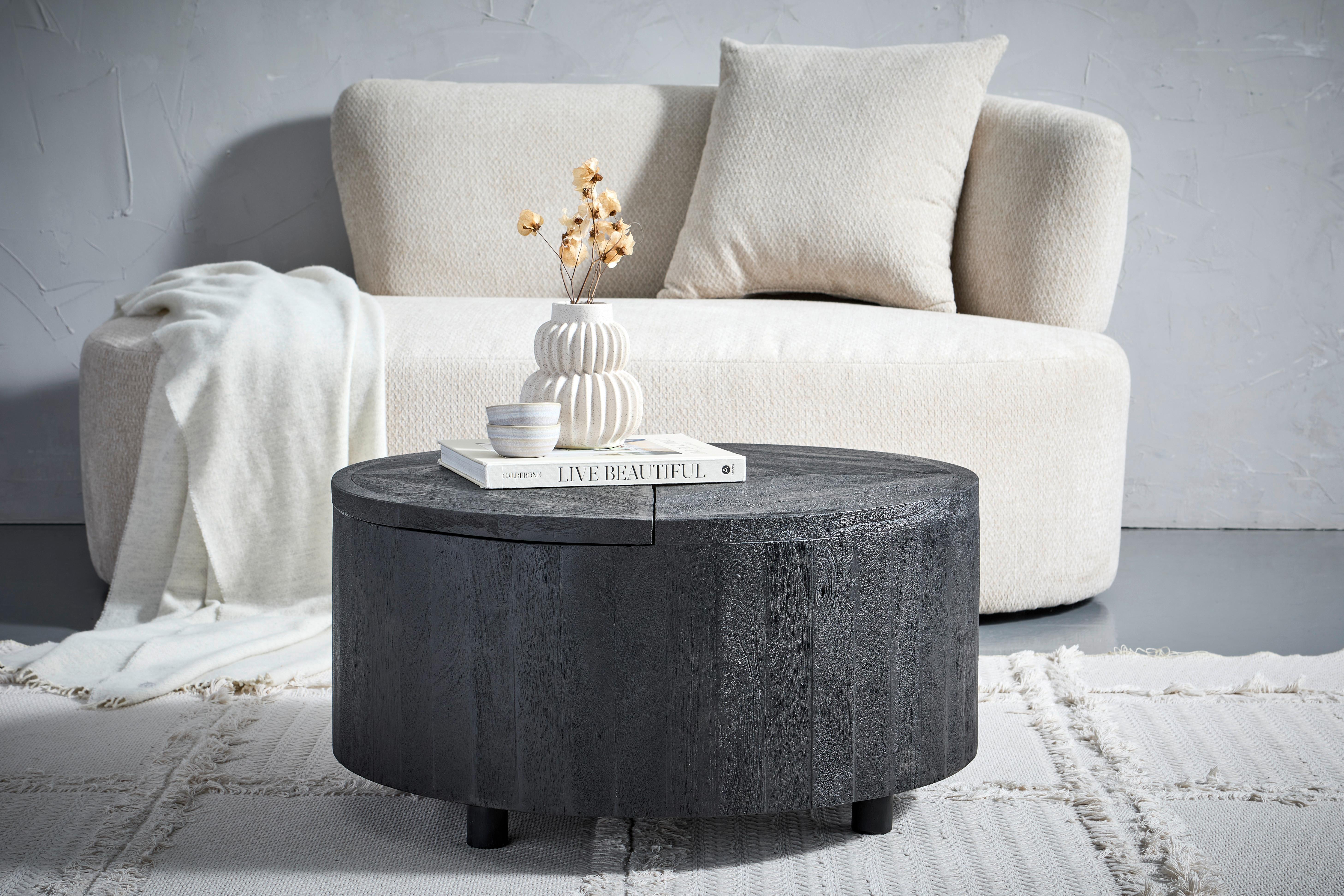 STOLIK KAWOWY CHANTILLY - czarny, Design, drewno (70/70/35cm) - Livetastic