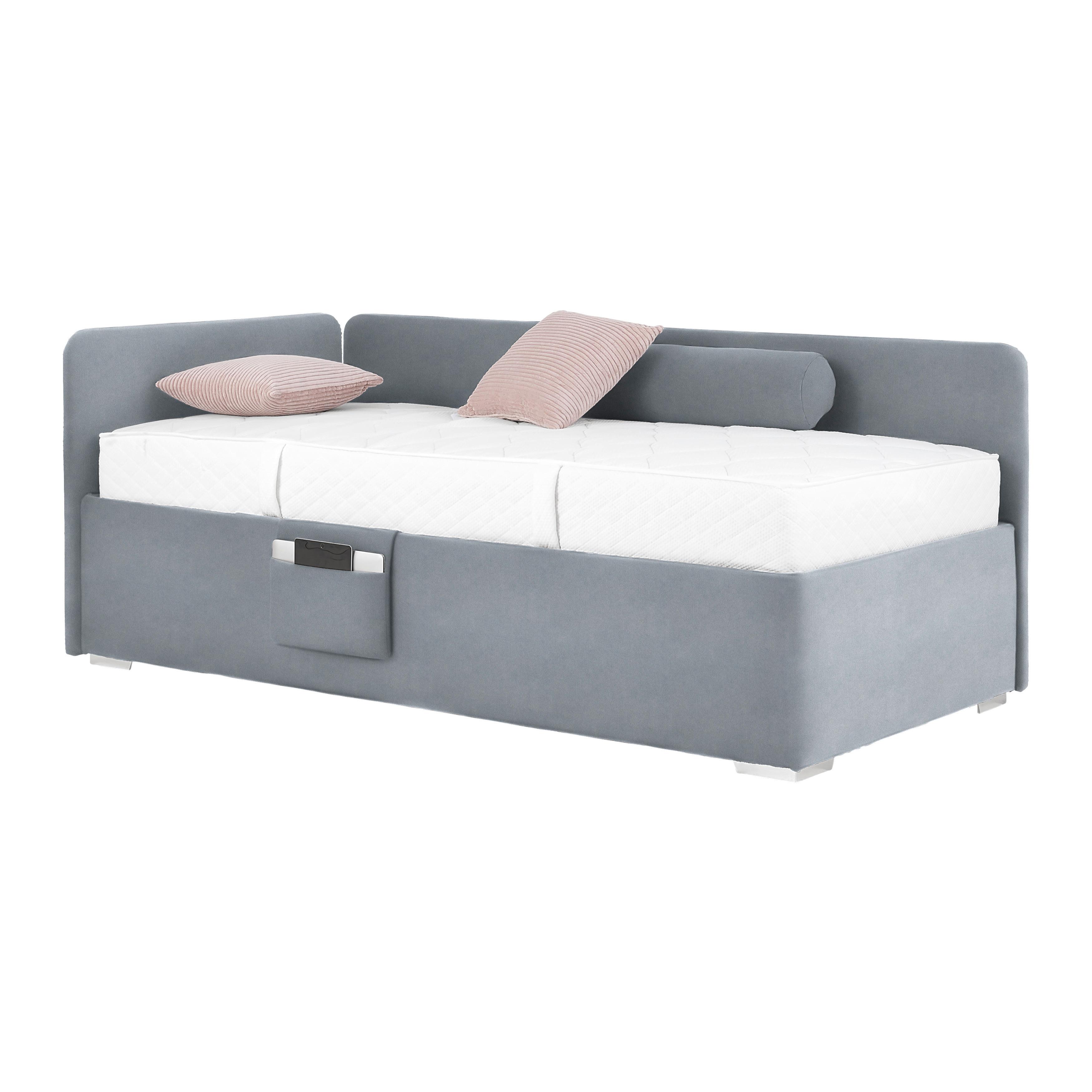 Krevet Remi - siva/prirodne boje, Konvencionalno, drvo/tekstil (90/200cm) - Based