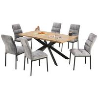 Jedilna Garnitura Sydney, Siva, 7-Delno - siva/črna, Moderno, kovina/tekstil (160/75/90cm)