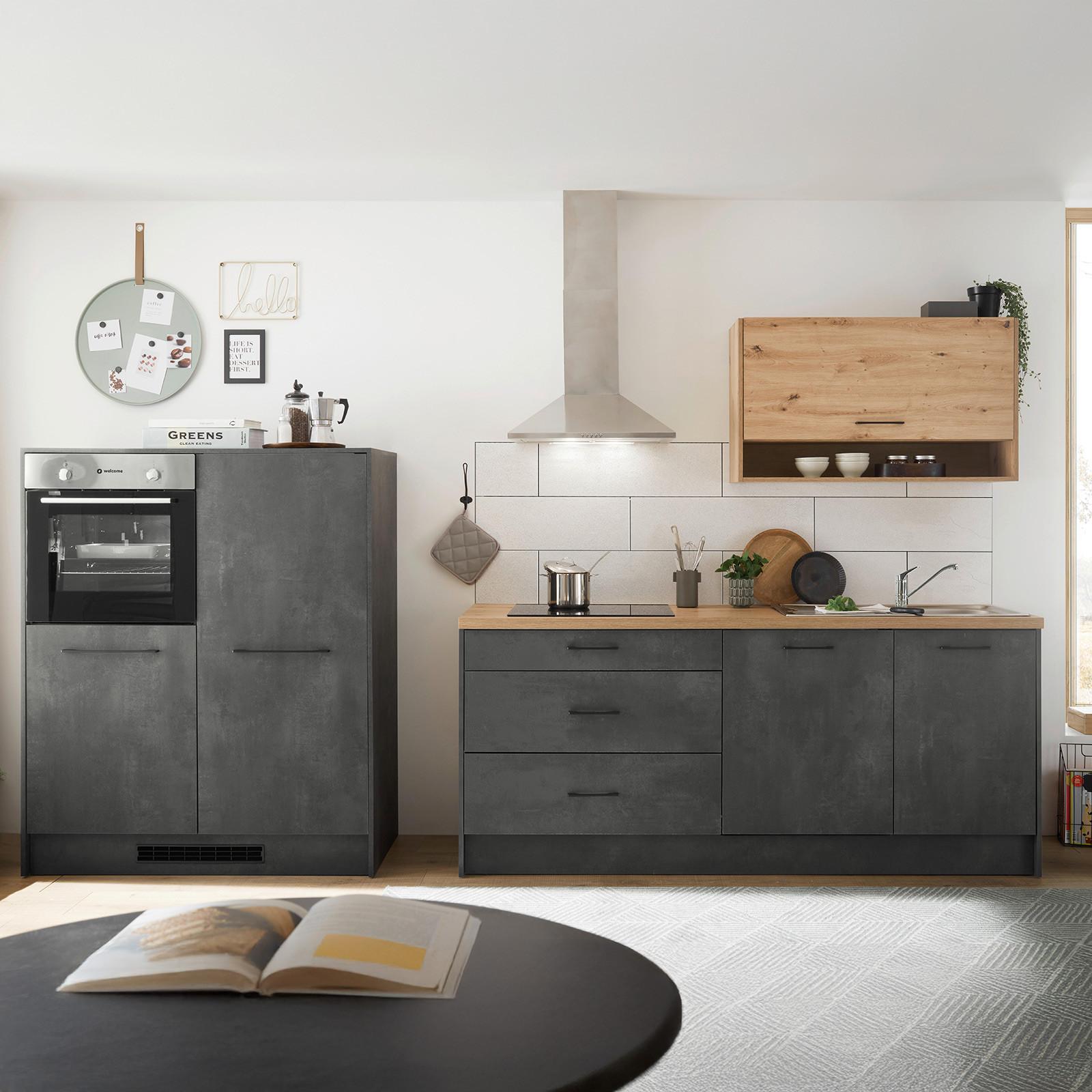 Kuhinjski Blok Brez Aparatov Toronto, Antracit, 203 + 123cm - črna/siva, Design, kovina/leseni material (203-123cm) - MID.YOU
