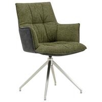 KRZESŁO Z PODŁOKIETNIKAMI OSAKA 2.0 - zielony/antracytowy, Design, metal/tkanina (59/89,5/63cm) - Novel