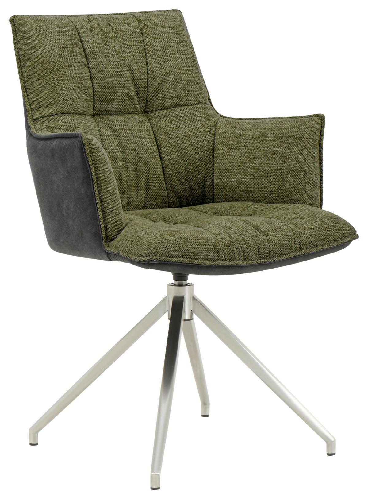 KRZESŁO Z PODŁOKIETNIKAMI OSAKA 2.0 - zielony/antracytowy, Design, metal/tkanina (59/89,5/63cm) - Novel