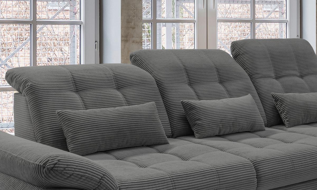Ecksofa mit Bettkasten Rigatti ca. 314x184 cm Grau - Schwarz/Grau, MODERN, Textil/Metall (314/184cm) - Livetastic