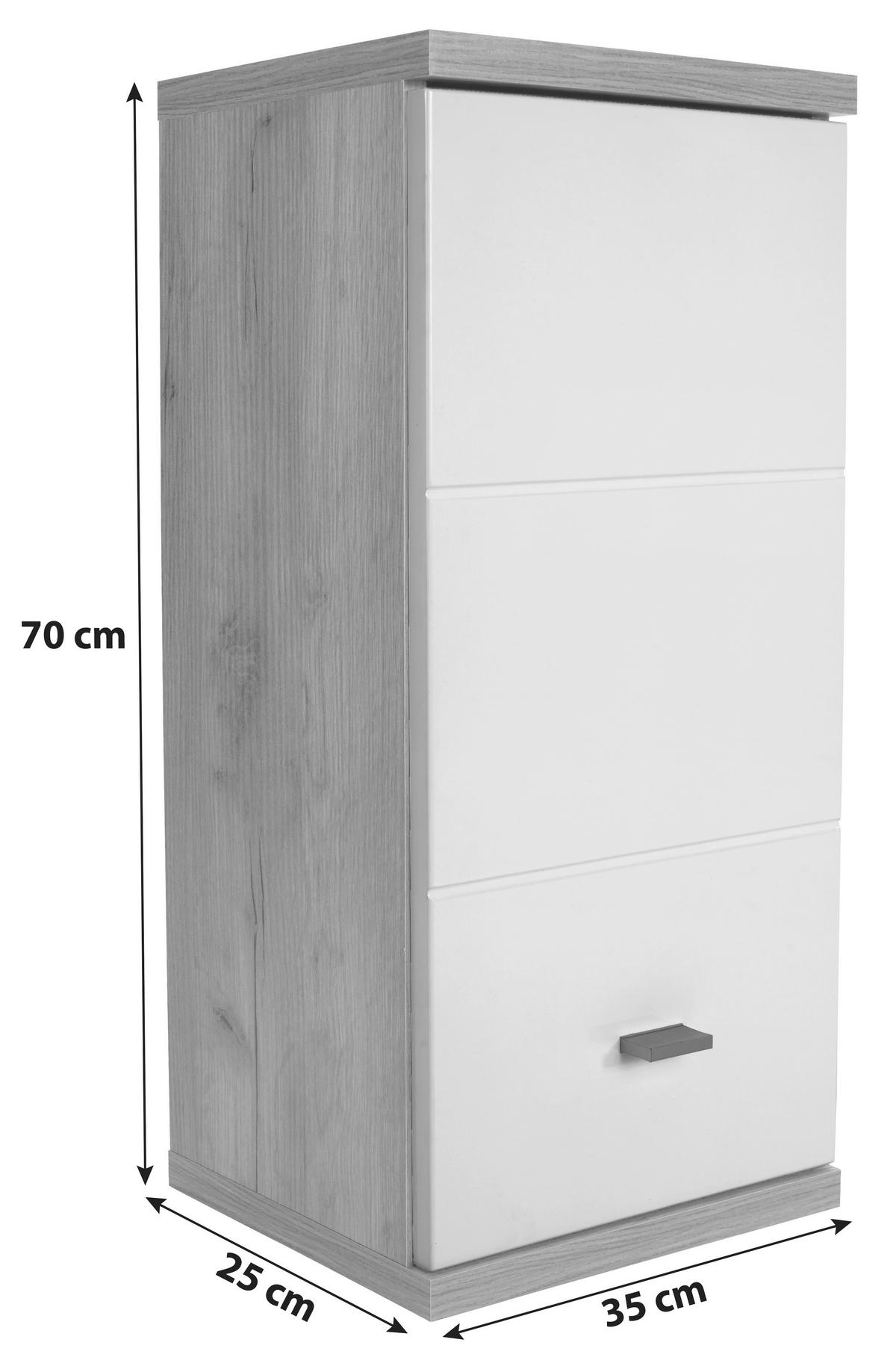 Dulap suspendat Bari - alb/culoare lemn stejar, Konventionell, material pe bază de lemn (35/70/25cm)