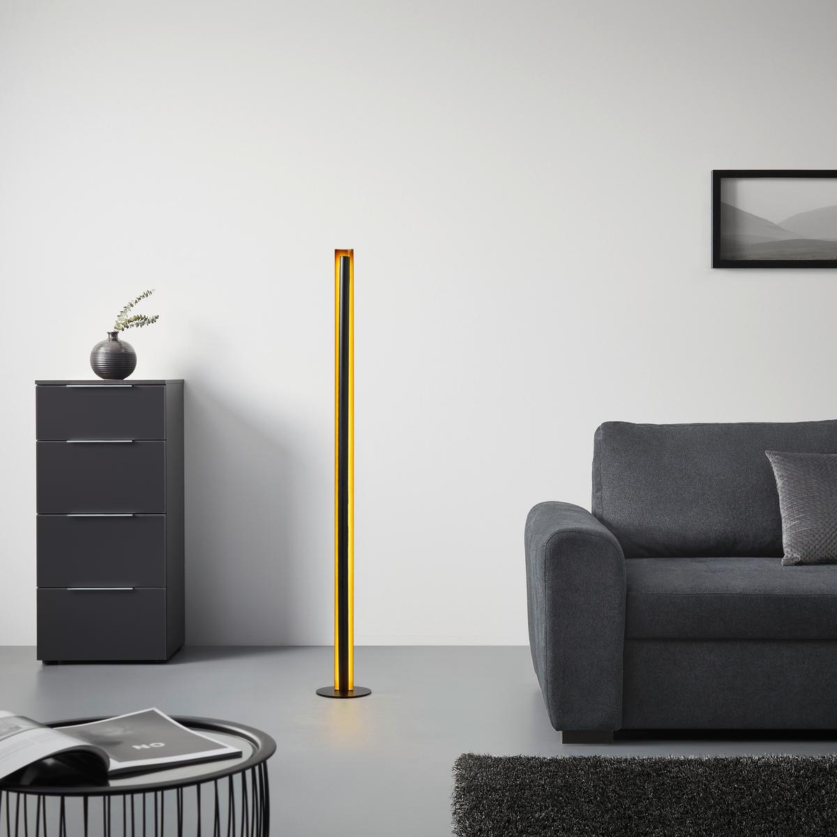 Stoječa Led-svetilka Gumo - zlate barve/črna, Moderno, kovina (18/144cm) - Mömax