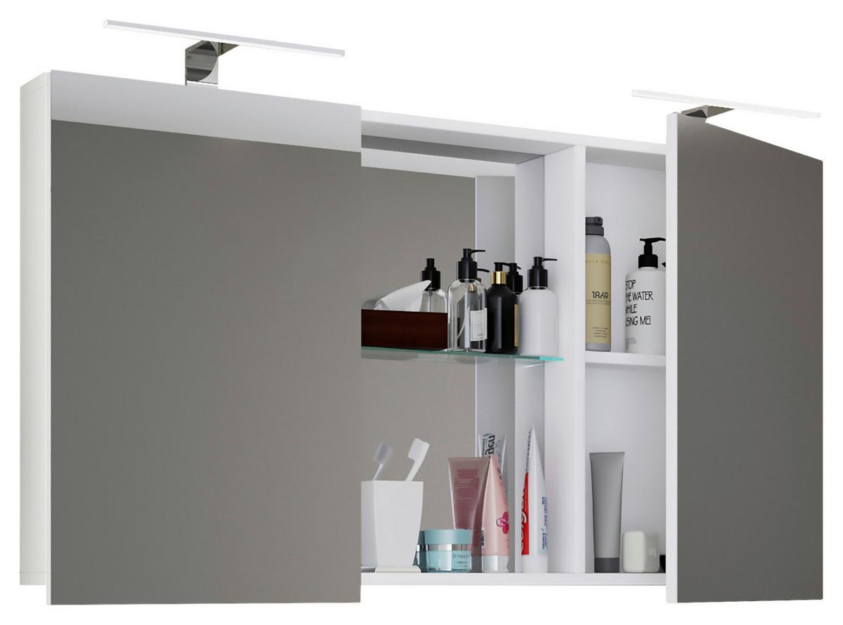 Omara Z Ogledalom Budasi, Bela - bela, Moderno, leseni material (112/59/12cm) - MID.YOU