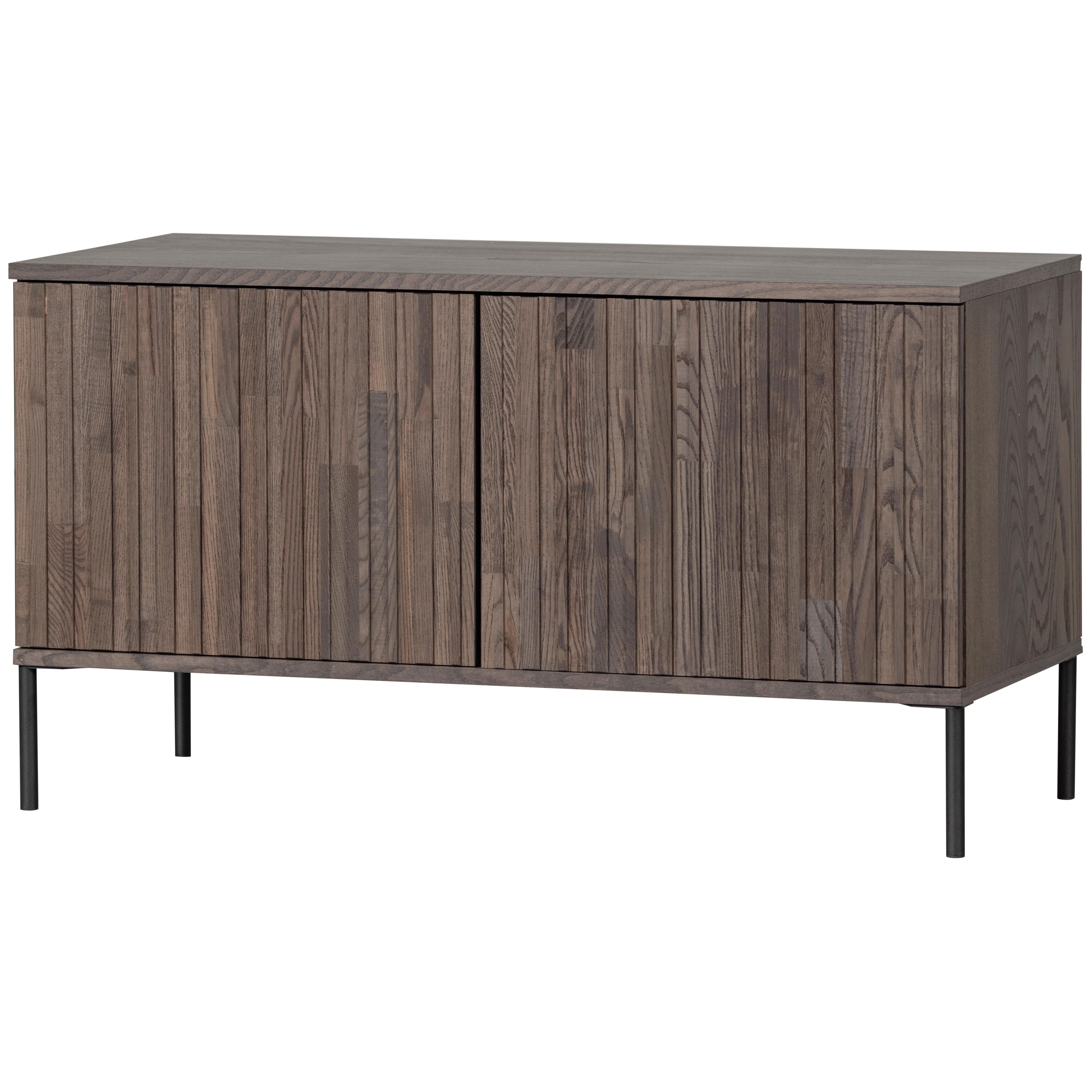 Lowboard Gravure Braun B: 100cm - Schwarz/Braun, Design, Holz/Metall (100/56/44cm) - Livetastic