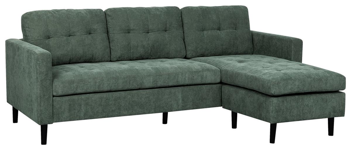 Wohnlandschaft Lillehammer in Grün/Schwarz - Schwarz/Grün, Modern, Holz/Textil (217/80/149cm) - Based