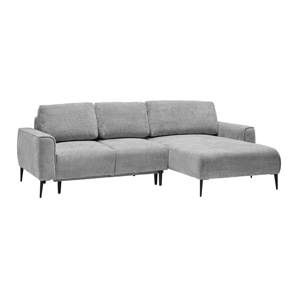 Ecksofa Custom Silberfarben - Hellgrau/Schwarz, MODERN, Textil/Metall (255/164cm) - Mömax