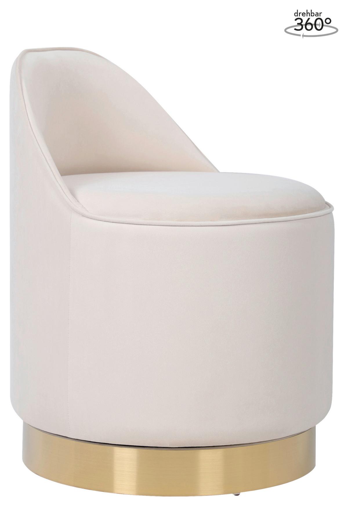 DREHHOCKER VIKTOR 125 - Beige/Goldfarben, Design, Textil/Metall (52/68cm) - Kayoom