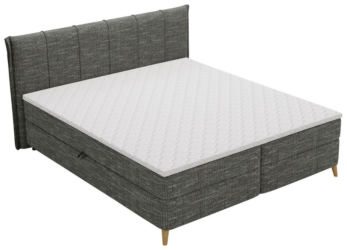 Boxbett Veloria Anthrazit ca. 180x200cm - Anthrazit/Schwarz, KONVENTIONELL, Textil/Metall (180/200cm) - Based