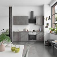 Küchenblock Riva High m. Geräten Schieferfarben - Schieferfarben/Edelstahlfarben, MODERN, Holzwerkstoff/Metall (240cm) - Nobilia