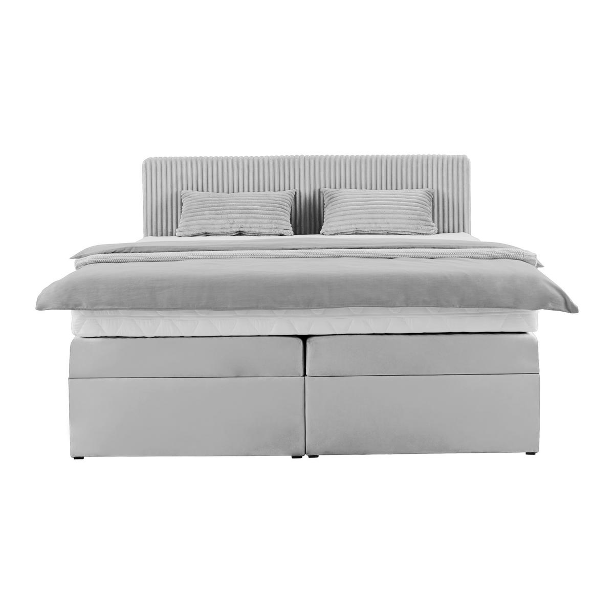 Boxspringbett Rossa in Grau ca. 160x200cm - Schwarz/Grau, KONVENTIONELL, Holzwerkstoff/Kunststoff (160/200cm) - Mömax