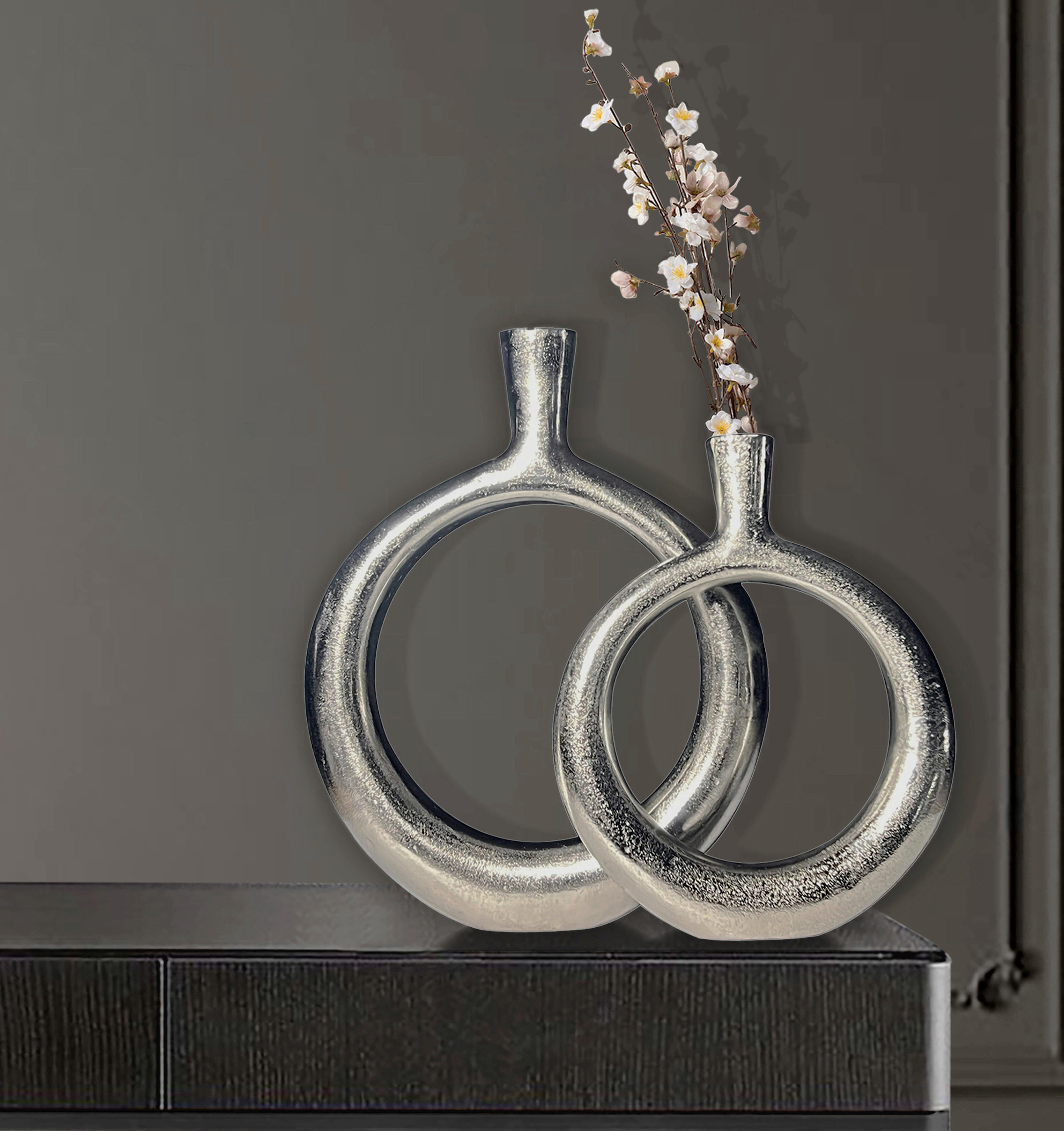 DEKOVASE DEKOVASE 2ER SET SILBER - Silberfarben, Design, Metall (35/45/7cm) - Livetastic