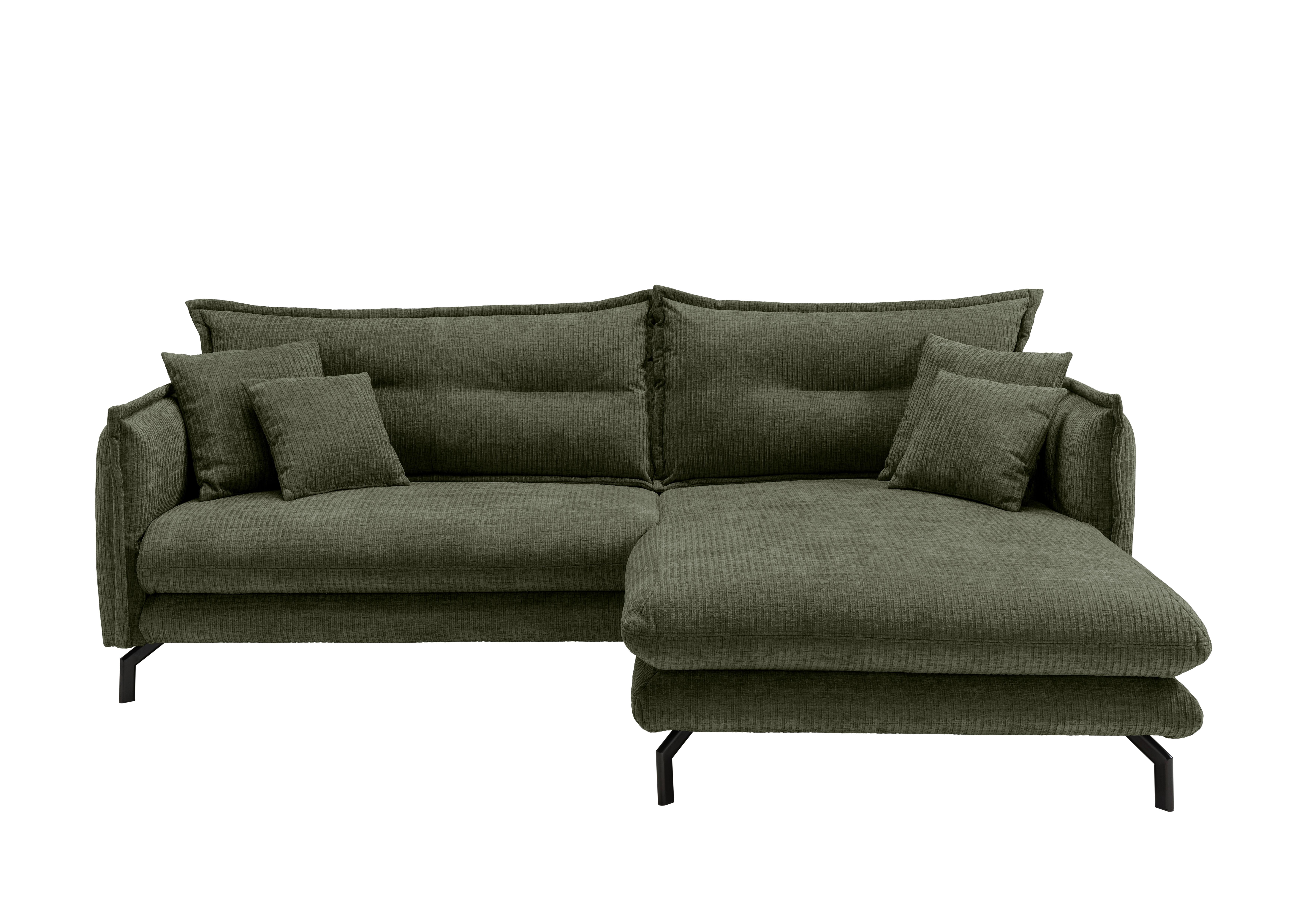 Ecksofa Lava ca. 255x180 cm Olivgrün - Schwarz/Olivgrün, Design, Textil/Metall (255/180cm) - Livetastic