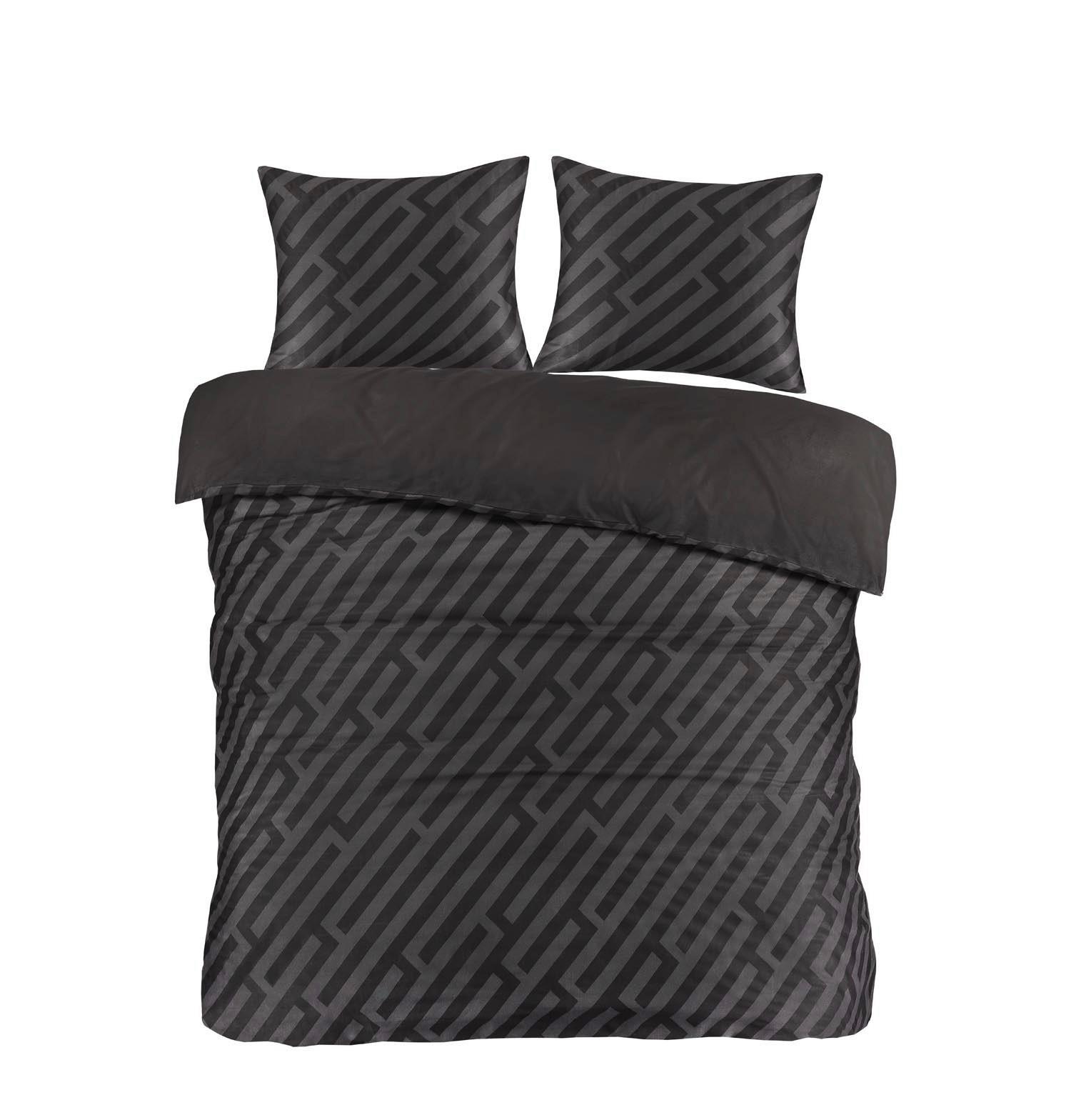 Bettwäsche Noir XXL Schwarz/Grau ca. 200x220cm - Dunkelgrau/Schwarz, Textil (200/220cm) - Mömax