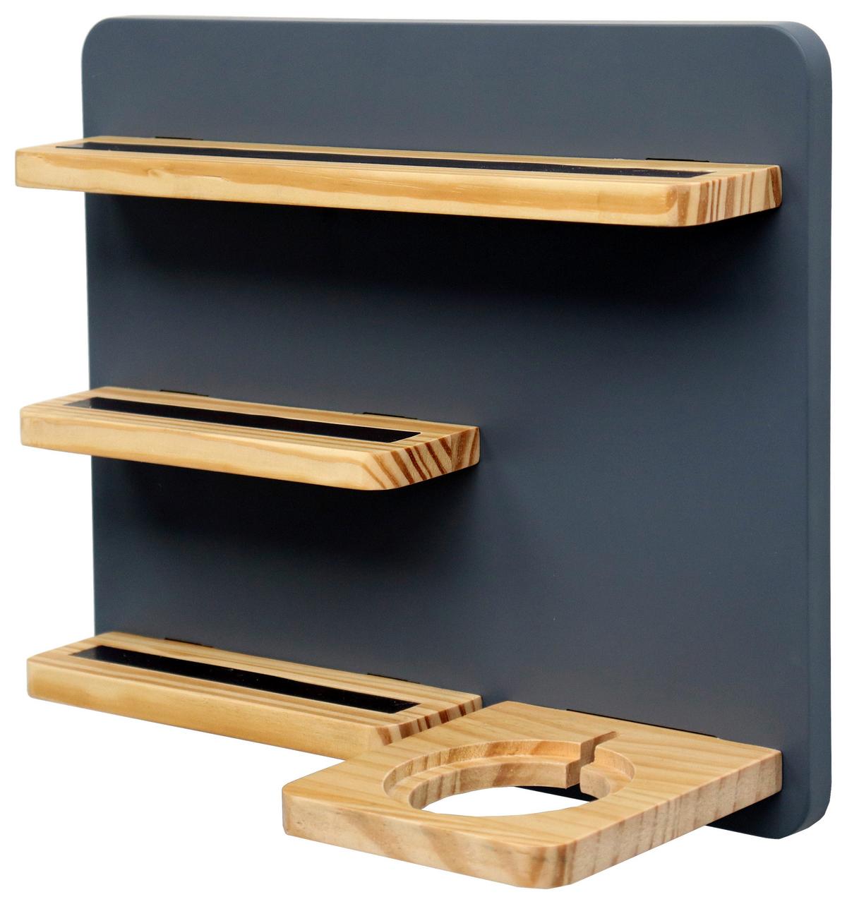 REGAŁ ŚCIENNY ALINA - kolor naturalny/szary, Trend, materiał drewnopochodny/drewno (40/30/15cm) - Ben'n'jen