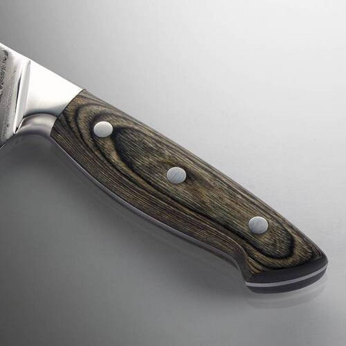 Messerset Damast, 3-teilig - Silberfarben/Grau, Holzwerkstoff/Metall (36,2/3,2/17,4cm) - Premium Living