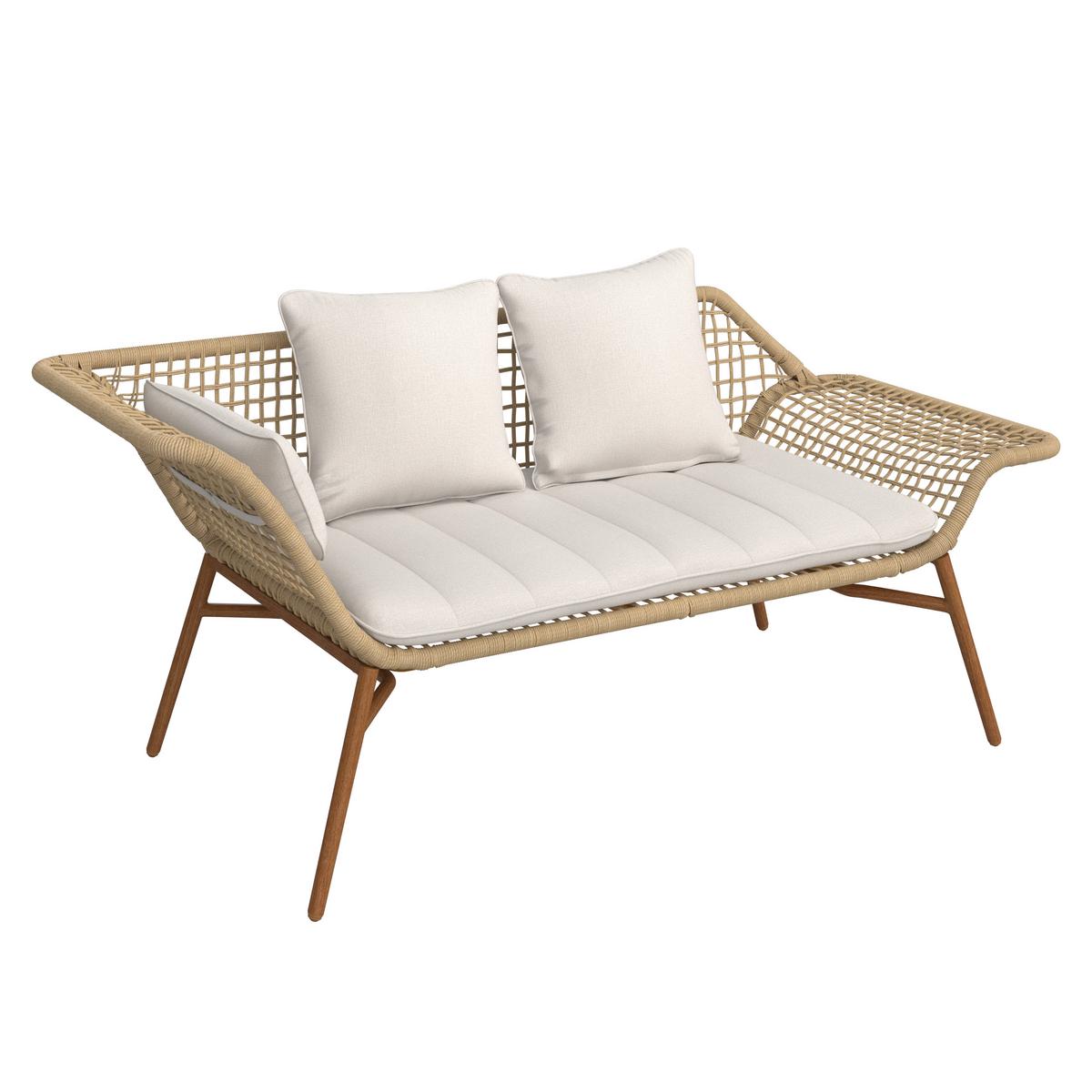 Bancă Merle - culoare lemn tec, Natur, plastic/metal (178/72/73cm) - Mömax