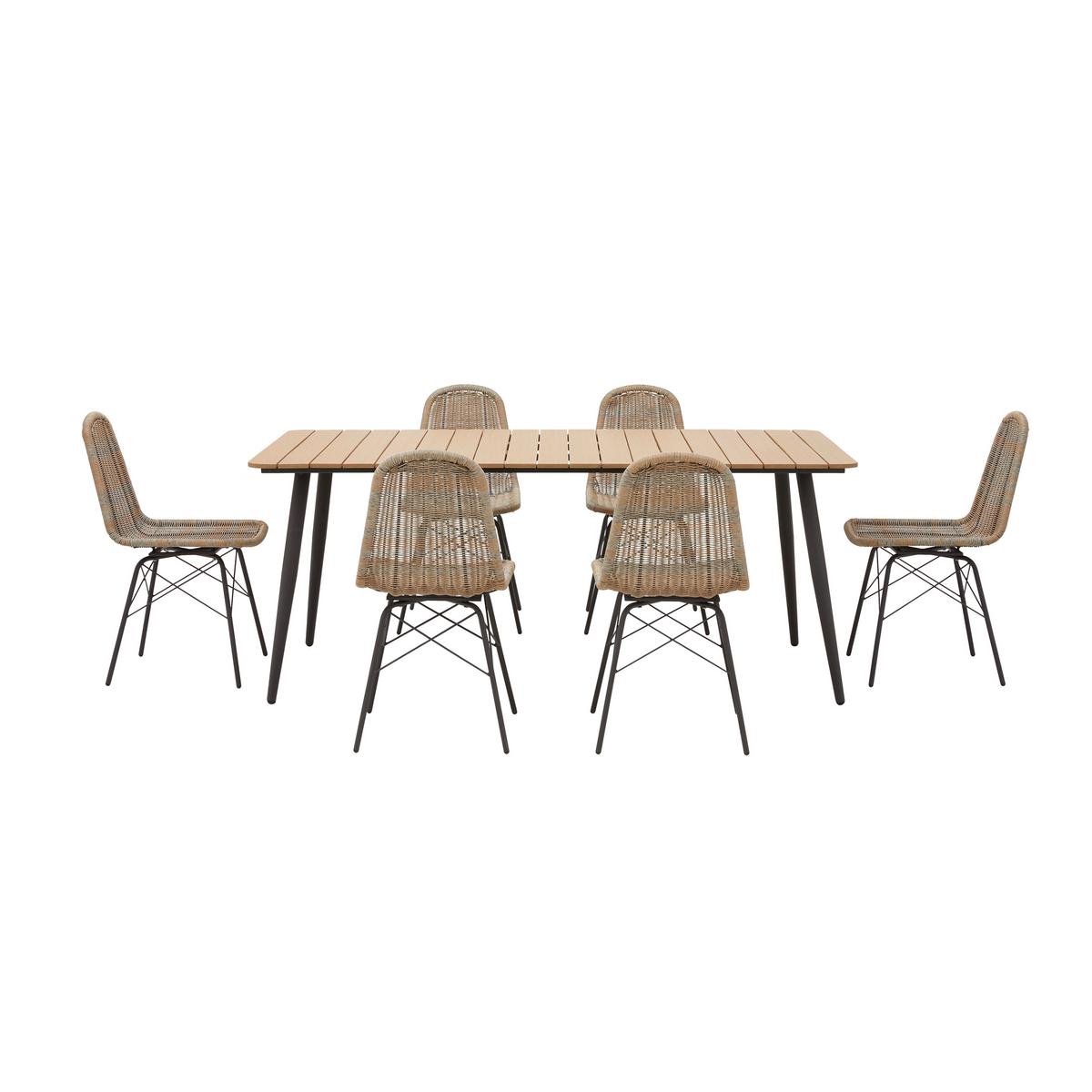 Set grădină Zophia - gri închis/culoare natur, Modern, plastic/metal (180/74/90cm) - Bessagi Garden