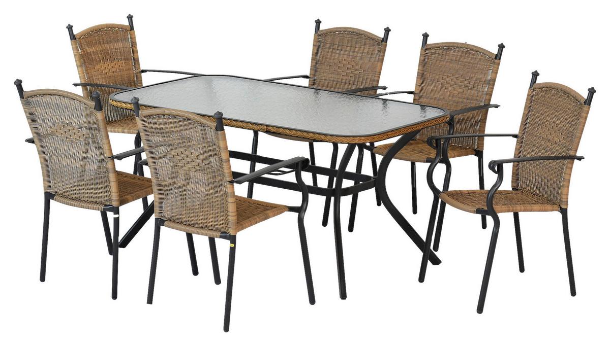 Vrtni Set Roma, 7-Delni - barve grafita/naravne barve, Moderno, kovina/umetna masa - Gardenson