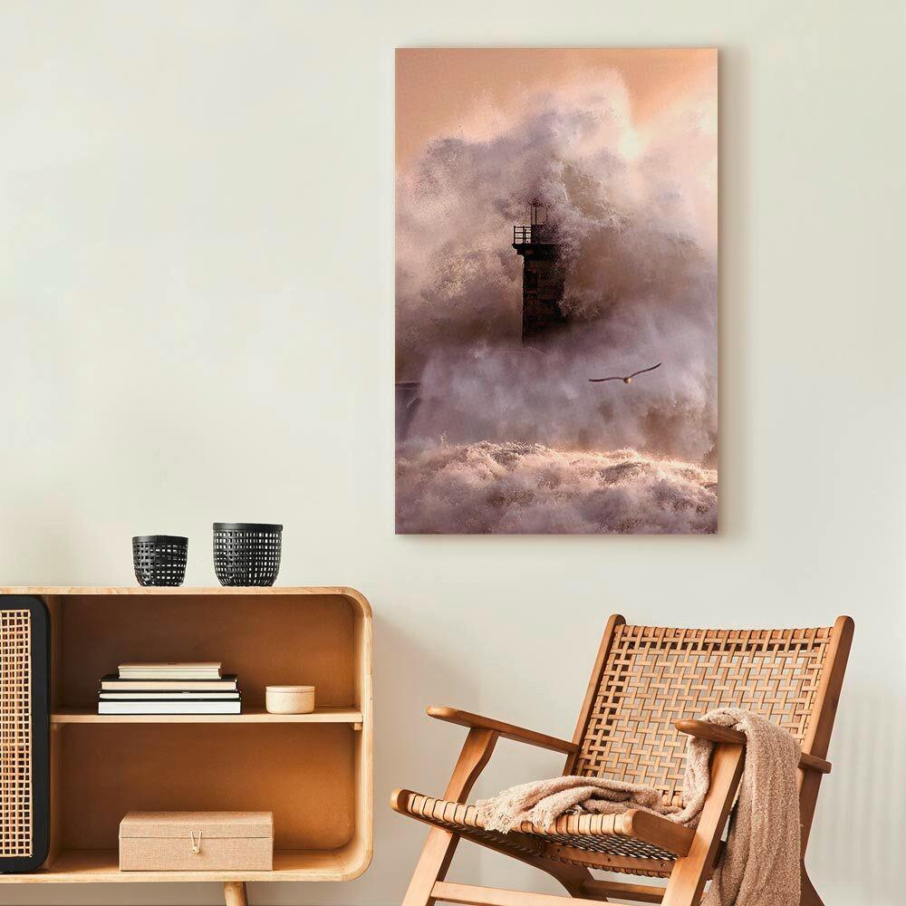 Slika Na Platnu Storm - bež/rjava, Basics, tekstil/leseni material (40/60/1.2cm) - artgeist