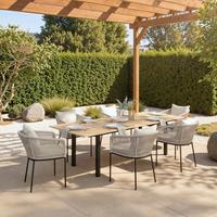 Gartengarnitur Giovanna Creme Holz/Metall/Textil - Creme/Grau, MODERN, Holz/Kunststoff - Bessagi Garden