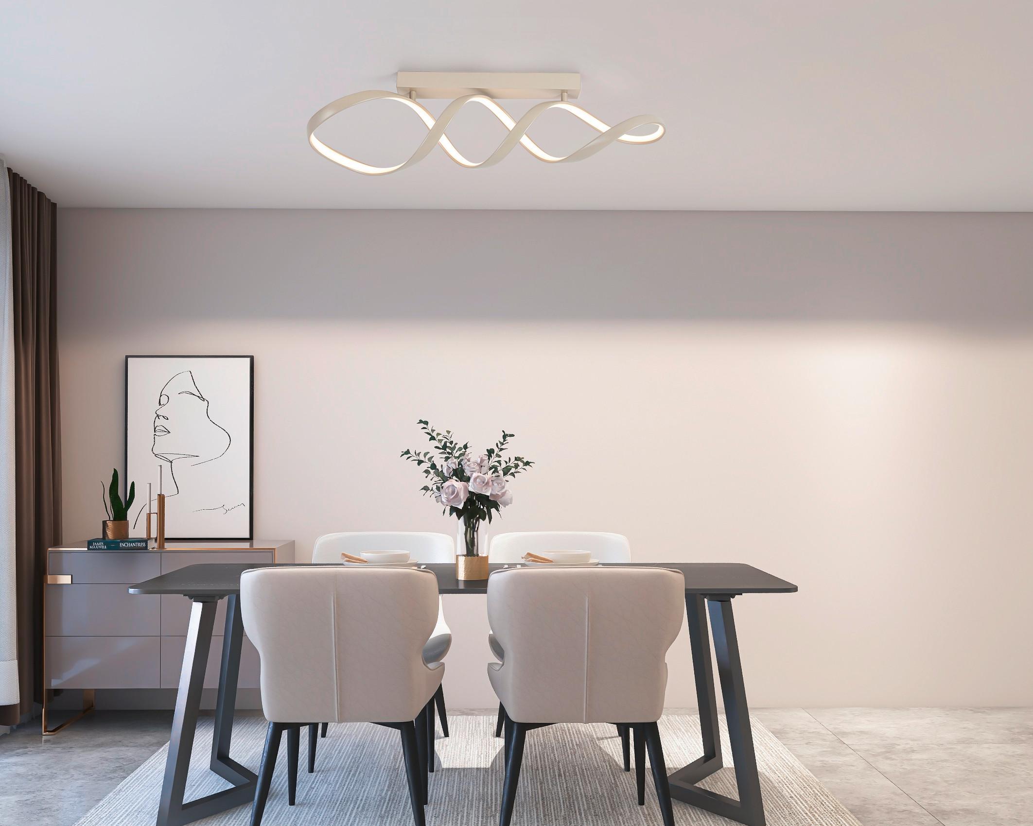 LAMPA SUFITOWA LED BROWNSVILLE *SBN* - kolor piaskowy, Design, tworzywo sztuczne/metal (80/17/23cm) - Novel