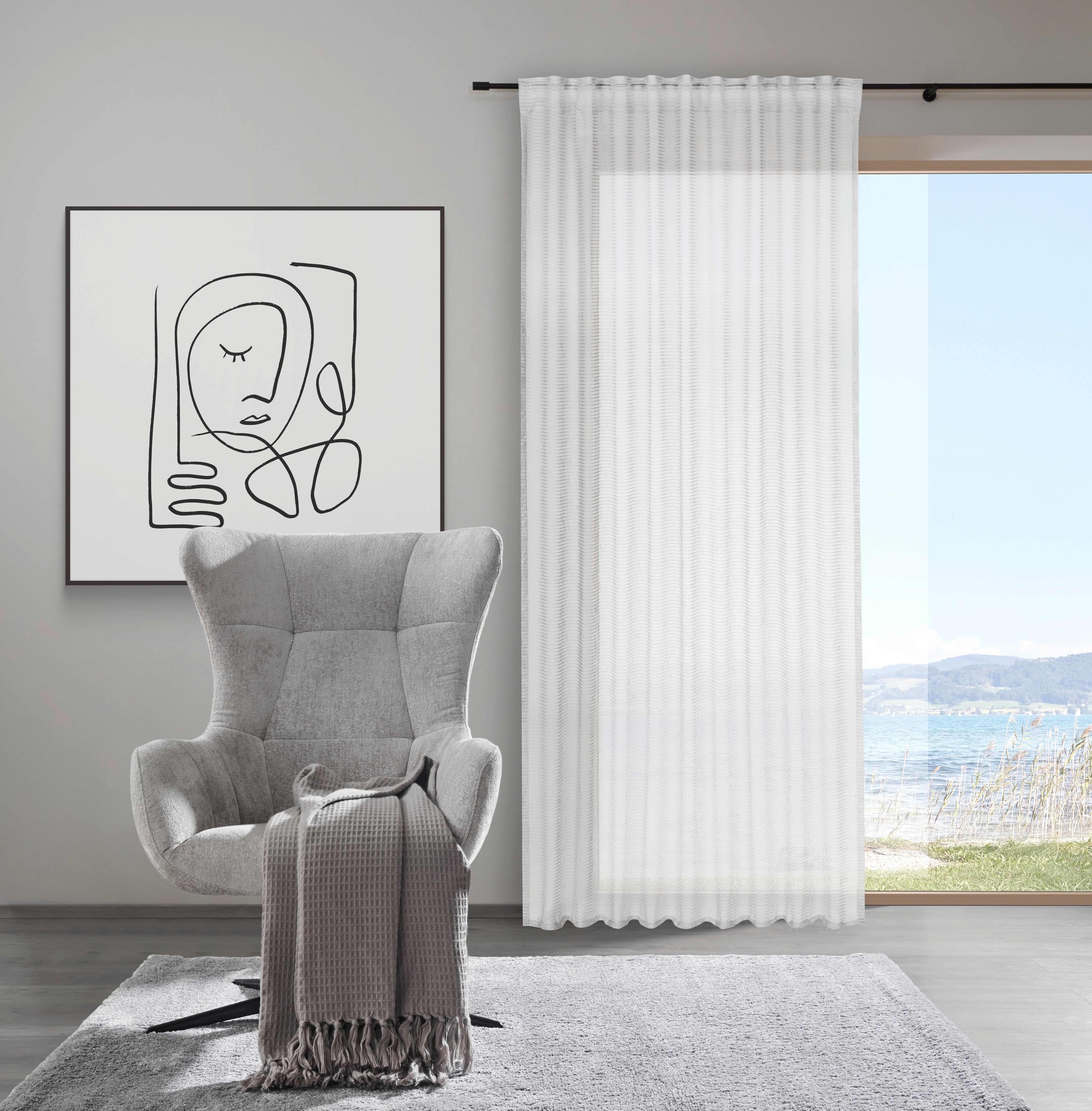 Fertigvorhang Luka in Weiß ca. 135x245cm - Weiß, KONVENTIONELL, Textil (135/245cm) - Premium Living