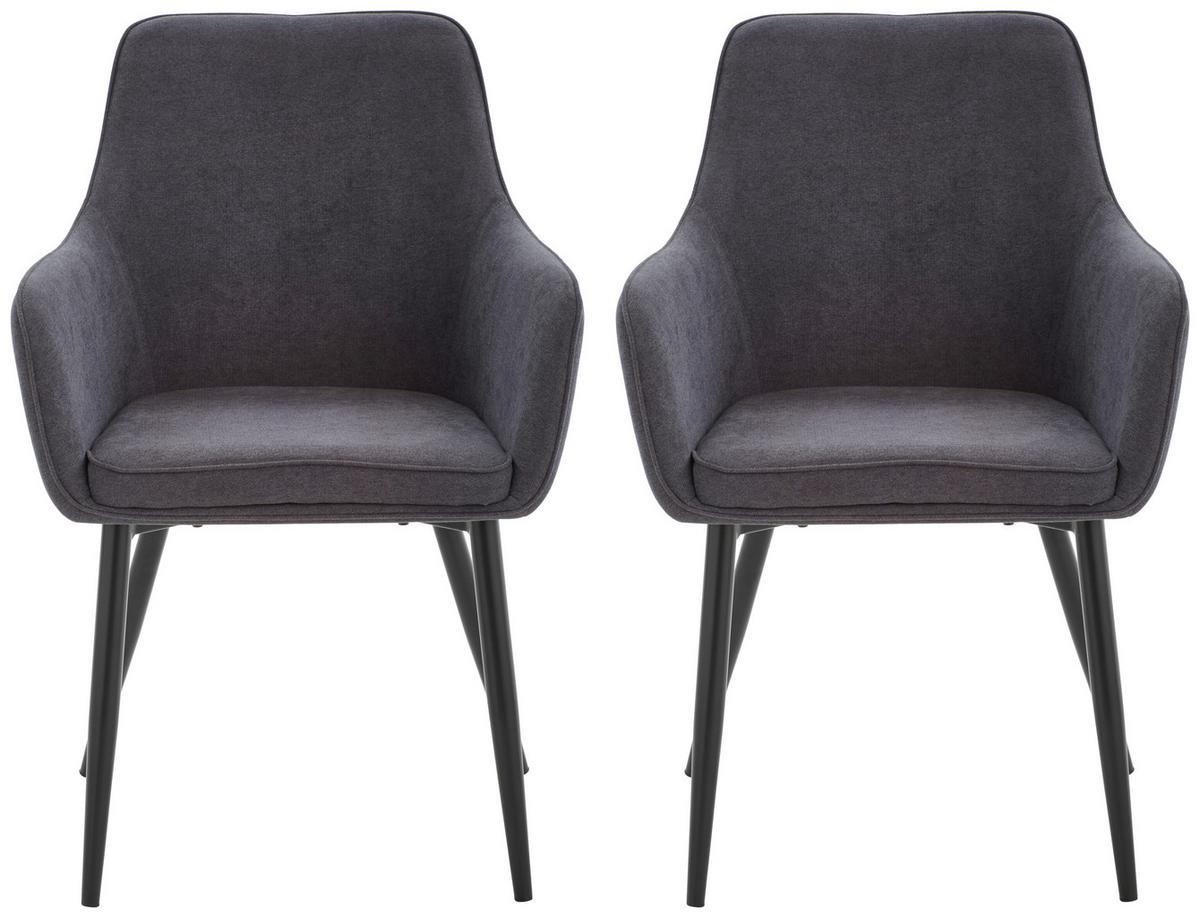 ZESTAW KRZESEŁ Z PODŁOKIETNIK. ERNA - czarny/szary, Konventionell, metal/tkanina (59/88,5/60,5cm) - Livetastic