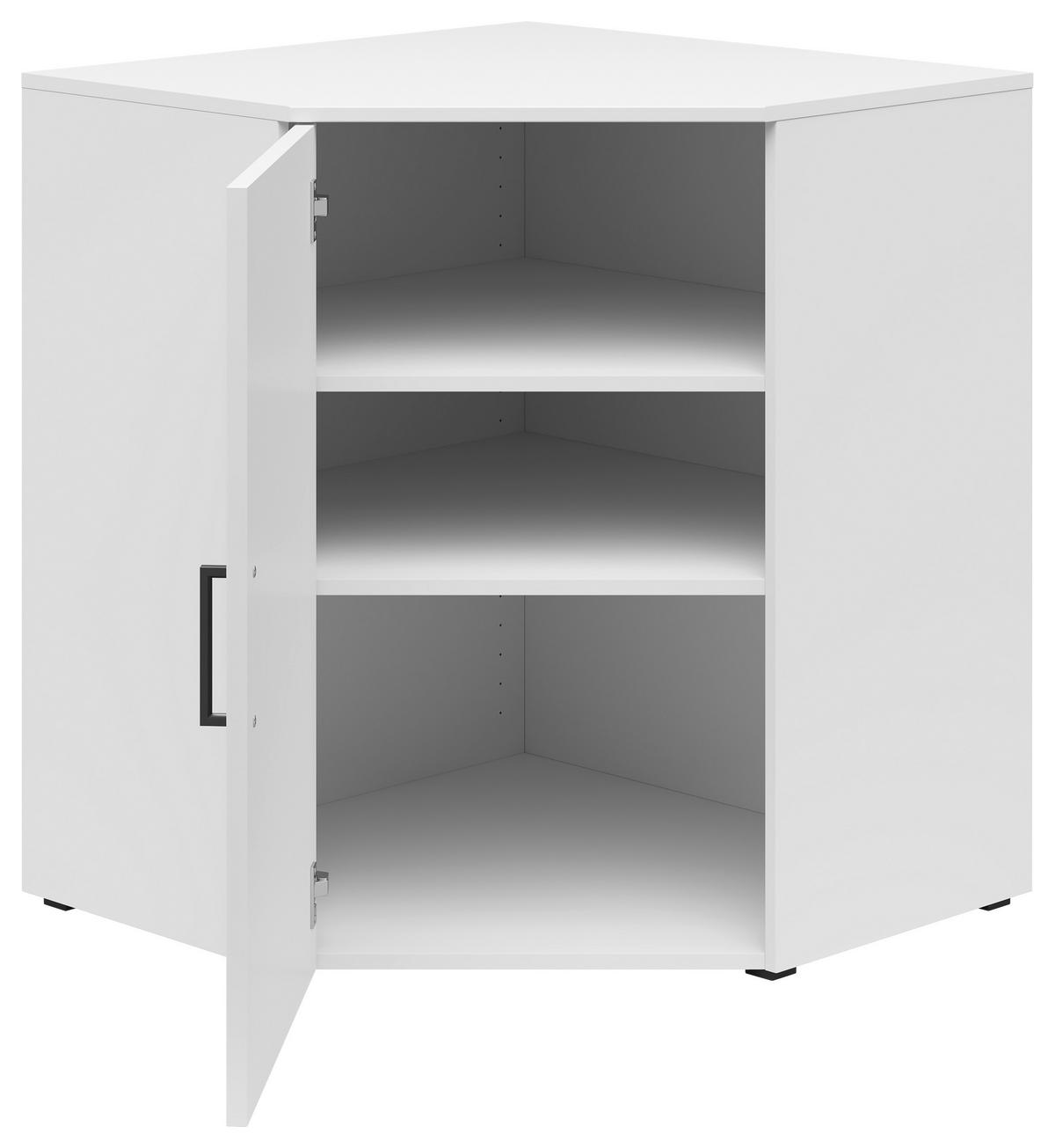 Eckkommode Multistauraum Weiss - Weiss/Anthrazit, Modern, Holzwerkstoff/Kunststoff (71,5/83/71,5cm) - Premium Living