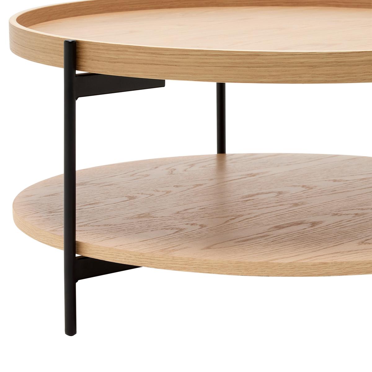 Dohányzóasztal Kerek Plate - natúr színű/fekete, Modern, faalapú anyag/fém (80/40/80cm) - Mömax