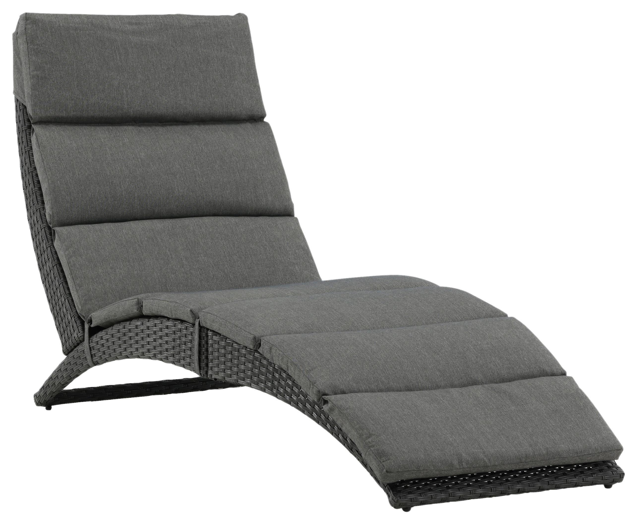 Sonnenliege Archie ca. 64x84x158 cm Schwarz - Schwarz, KONVENTIONELL, Kunststoff (64/84/158cm) - Gardenson