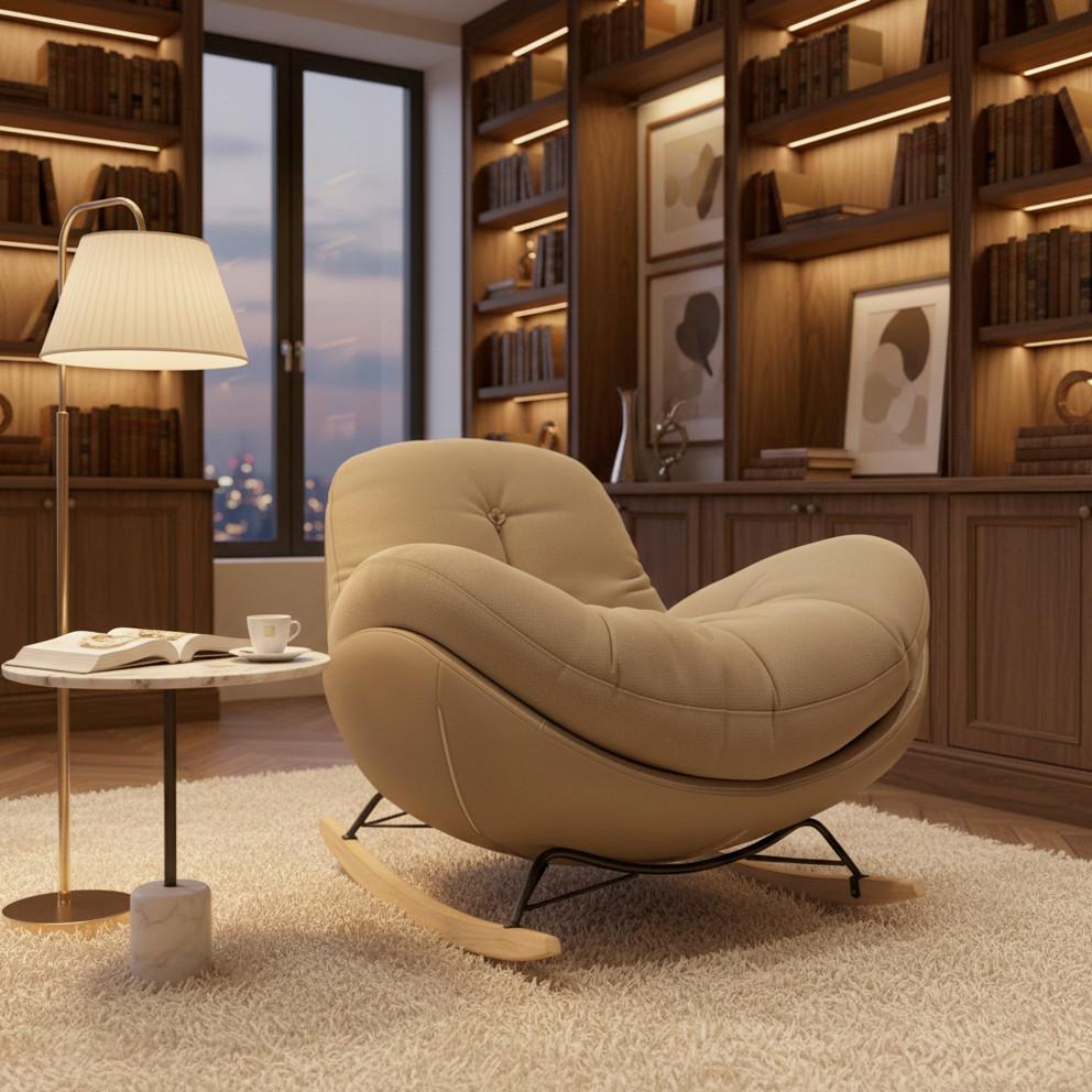 GUNGFÅTÖLJ ELEA - beige/svart, Modern, metall/trä (103/79/109cm) - Bessagi Home