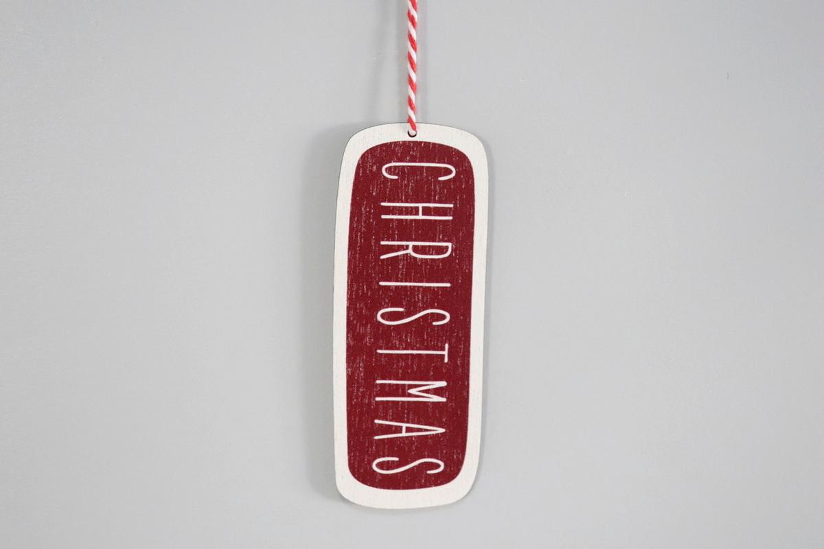 Dekohänger Christmas Rot/weiss - Weiss/Rot, Konventionell, Holzwerkstoff/Textil (4,5/11/0,2cm) - Mömax