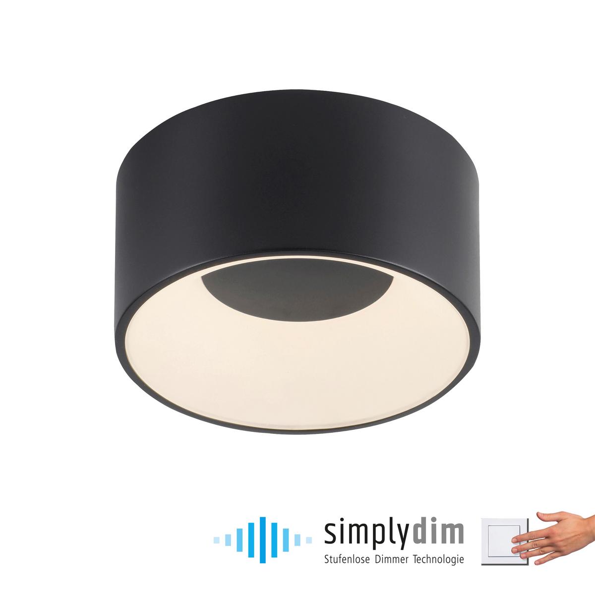 LED-Deckenleuchte Tanika Schwarz max. 13 Watt - Schwarz, MODERN, Kunststoff/Metall (16/16/8cm)