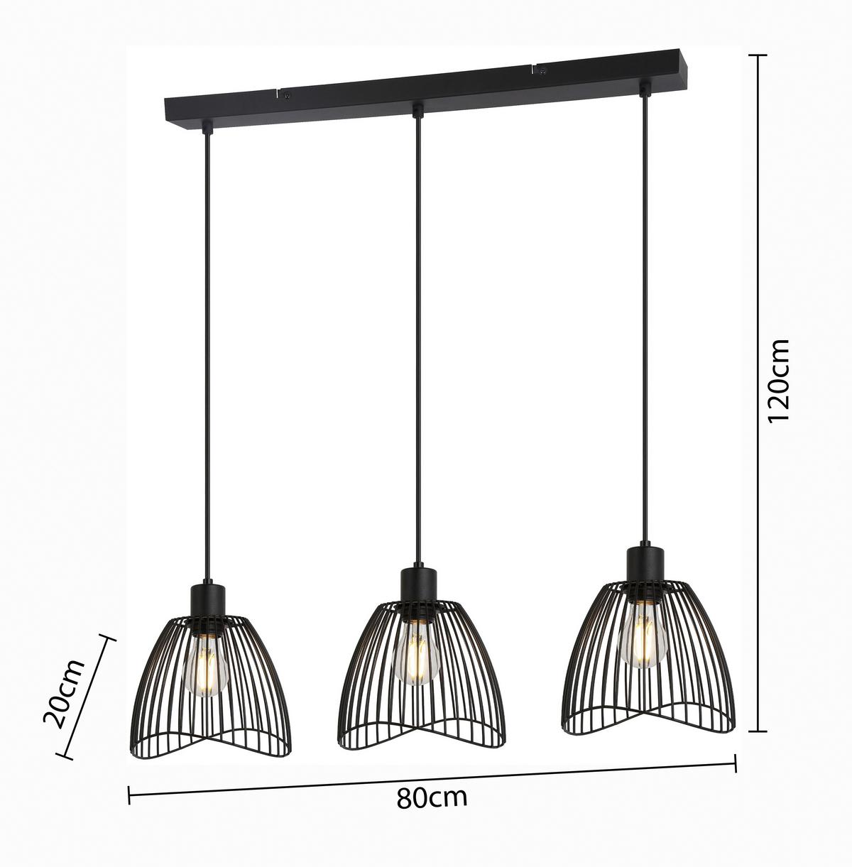 LAMPA WISZĄCA ELIOT - czarny, Modern, tworzywo sztuczne/metal (80/20/120cm) - Mömax