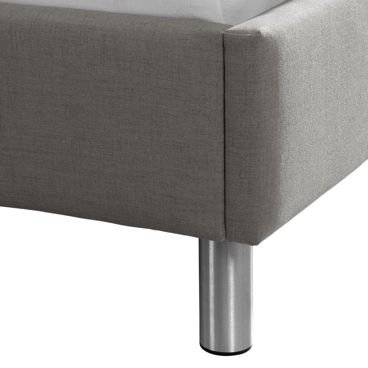 Polsterbett Jone Grau ca. 100x200 cm - Alufarben/Grau, MODERN, Textil/Metall (100/200cm) - Livetastic